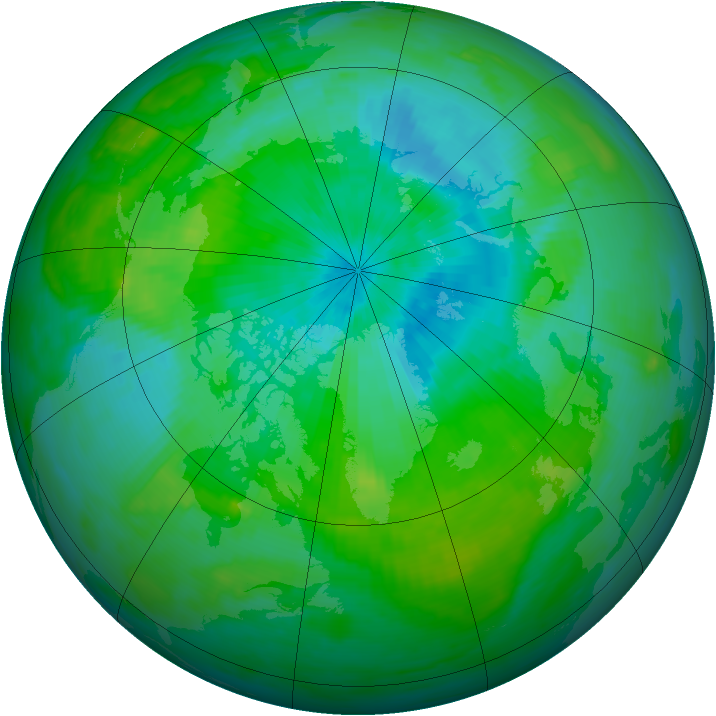 Arctic ozone map for 17 August 1992
